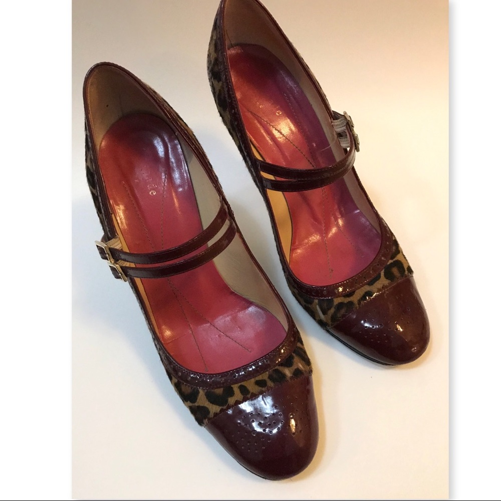 Kate Spade patent & leopard heels size 7.5